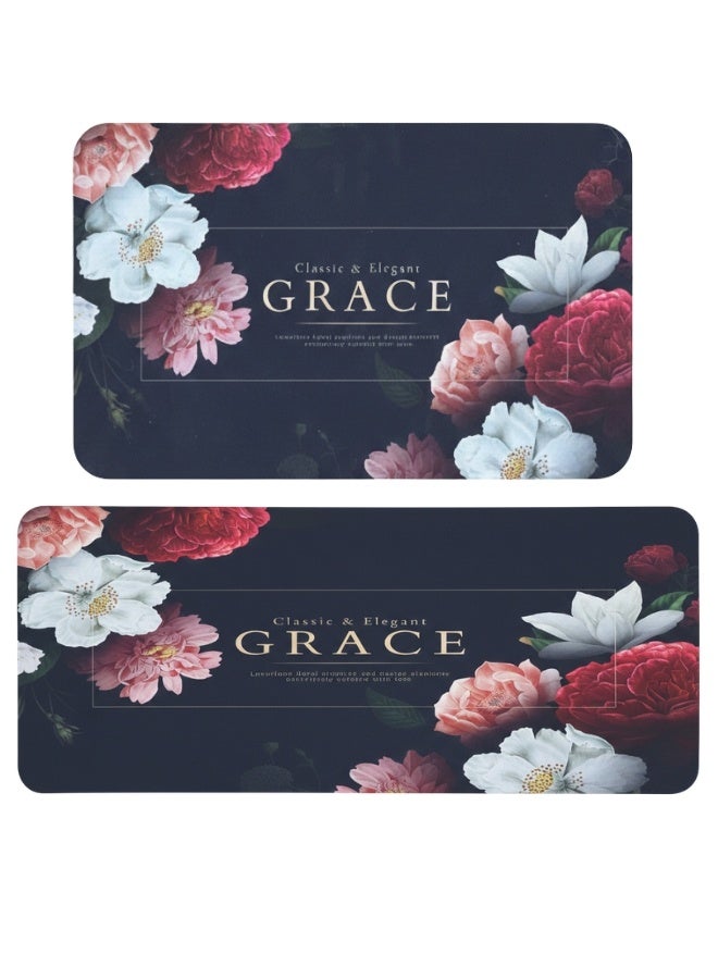 هابي هوم قطعتان من سجادات أرضية المطبخ، سجادة غرفة الاستحمام فائقة الامتصاص، سجادة مطبخ قابلة للغسل، سجادة أرضية طين دياتوم مقاومة للانزلاق للمكتب، الغسيل، غرفة الاستحمام(مقاس(38x57) +(38x116) سم - Image 2